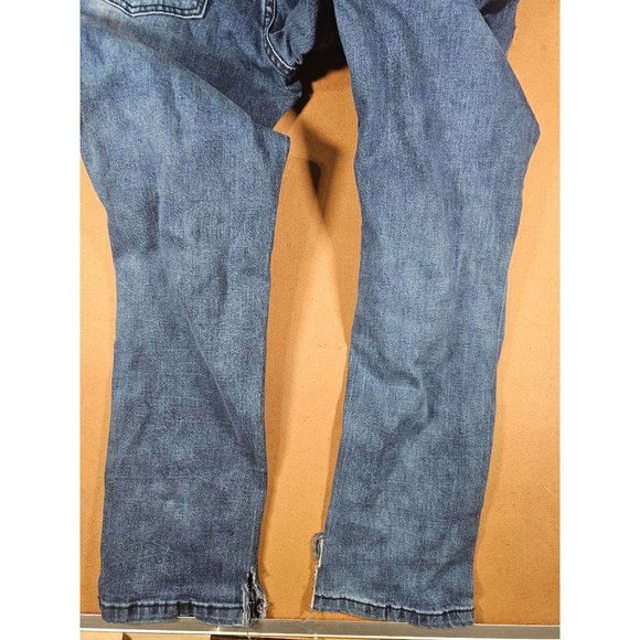 M Society Mab City Jeans Men 36x32 Blue Distressed Stretch Denim - Picture 3 of 7